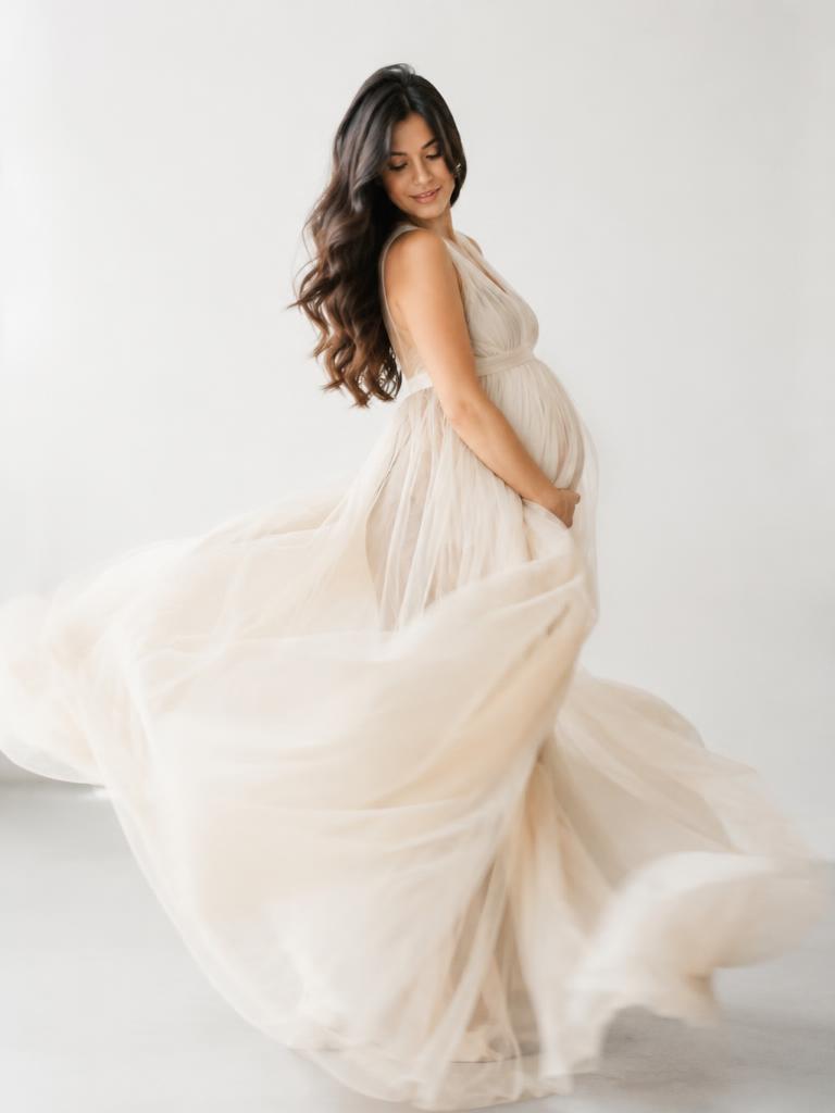 Turning in cream tulle