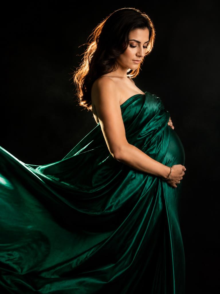 Emerald silk with dramatic rim light