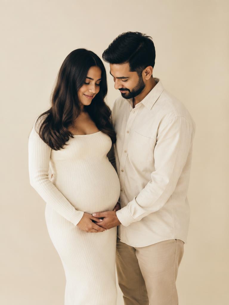 Hands held together over the bump
