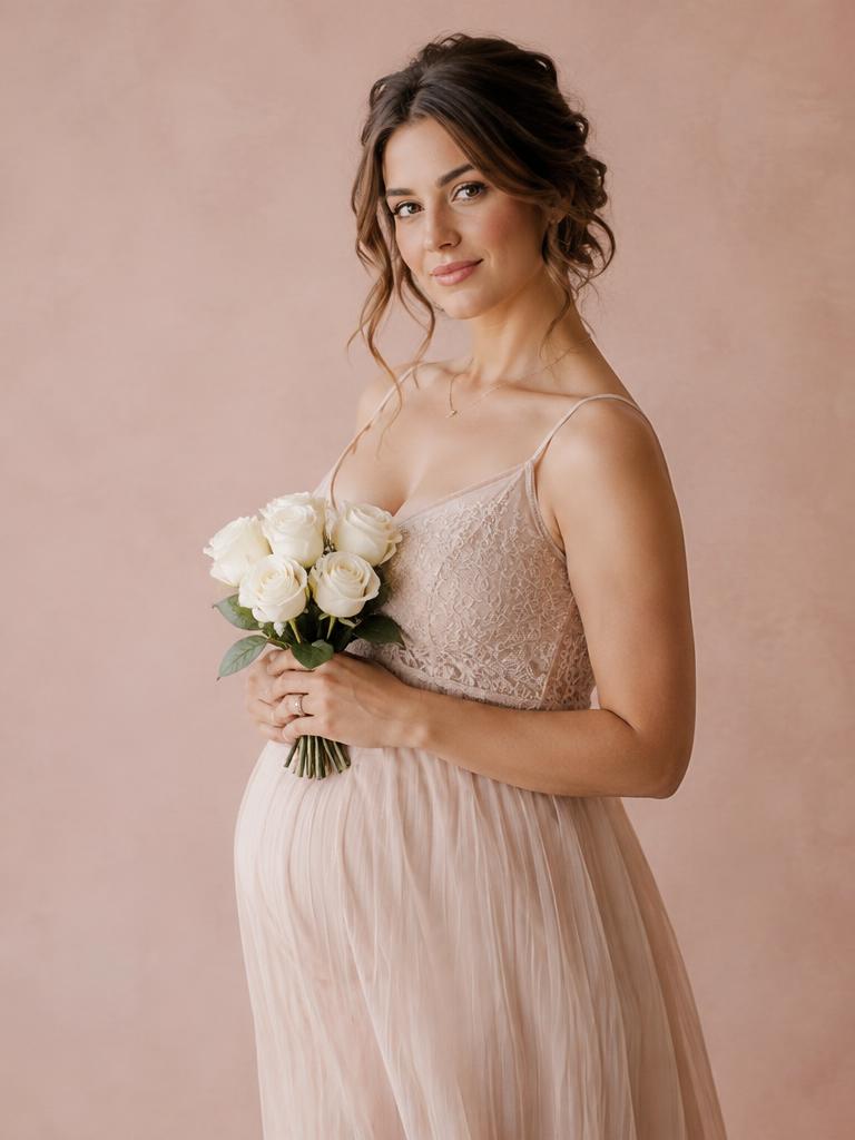 Holding white roses