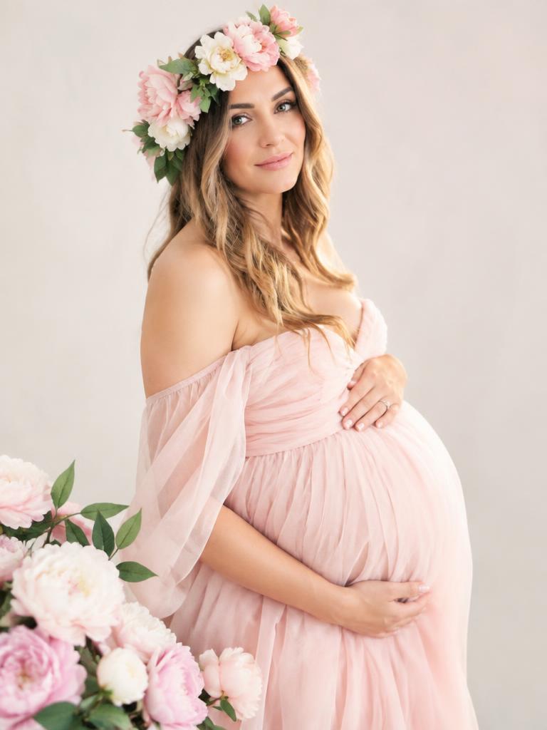 Flower crown and blush peonies